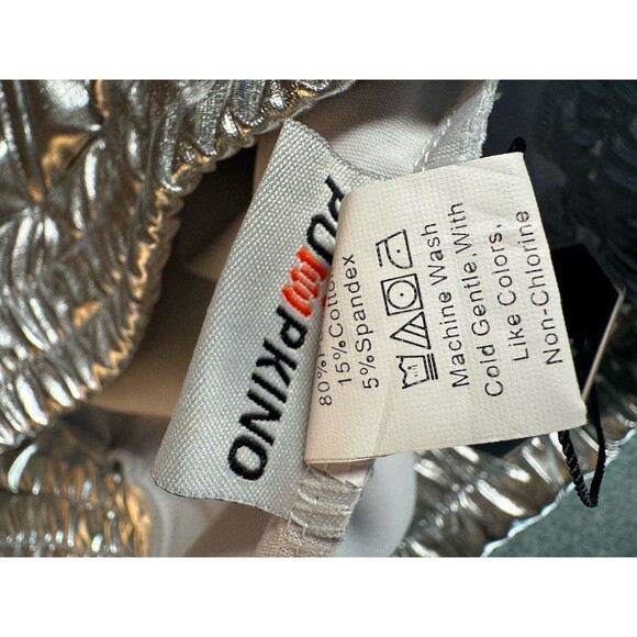 Pumpkino Silver Tight Metallic Shorts Shiny Hot‎ Pants Elastic Size Large - Picture 3 of 11